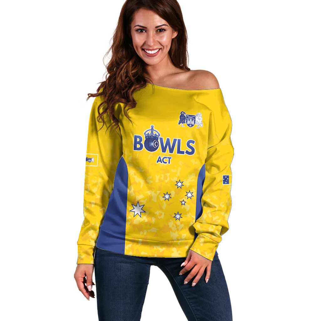 Australian ACT Lawn Bowls Custom Off Shoulder Sweater Aussie Minimalist Style - Aussie Hoodie