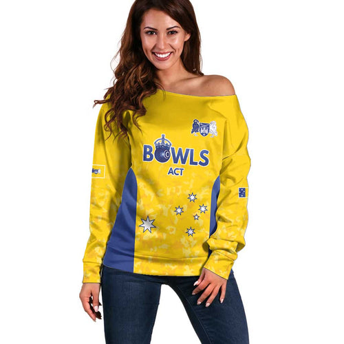 Australian ACT Lawn Bowls Custom Off Shoulder Sweater Aussie Minimalist Style - Aussie Hoodie