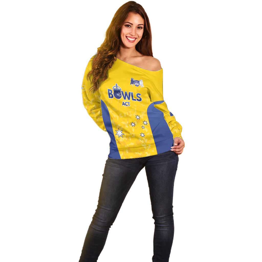 Australian ACT Lawn Bowls Custom Off Shoulder Sweater Aussie Minimalist Style - Aussie Hoodie