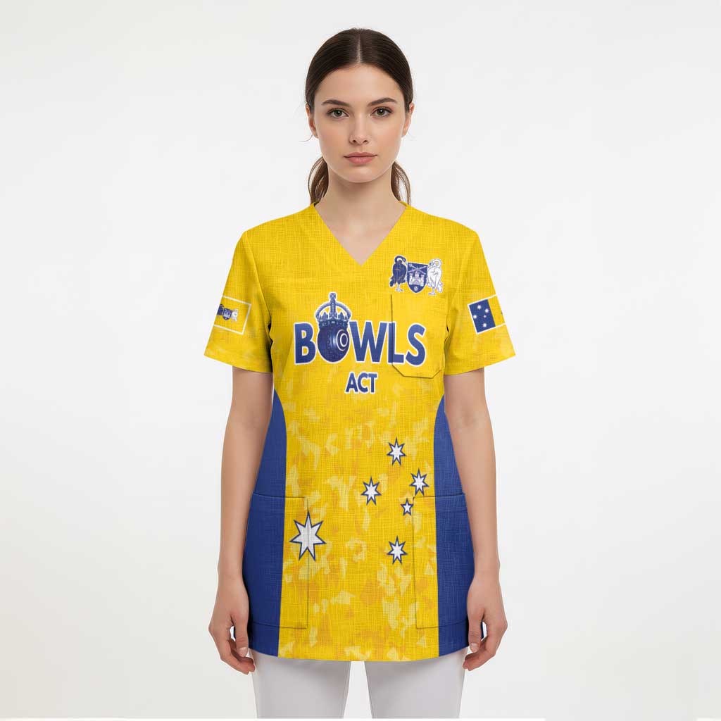 Australian ACT Lawn Bowls Custom Scrub Top Aussie Minimalist Style - Aussie Hoodie