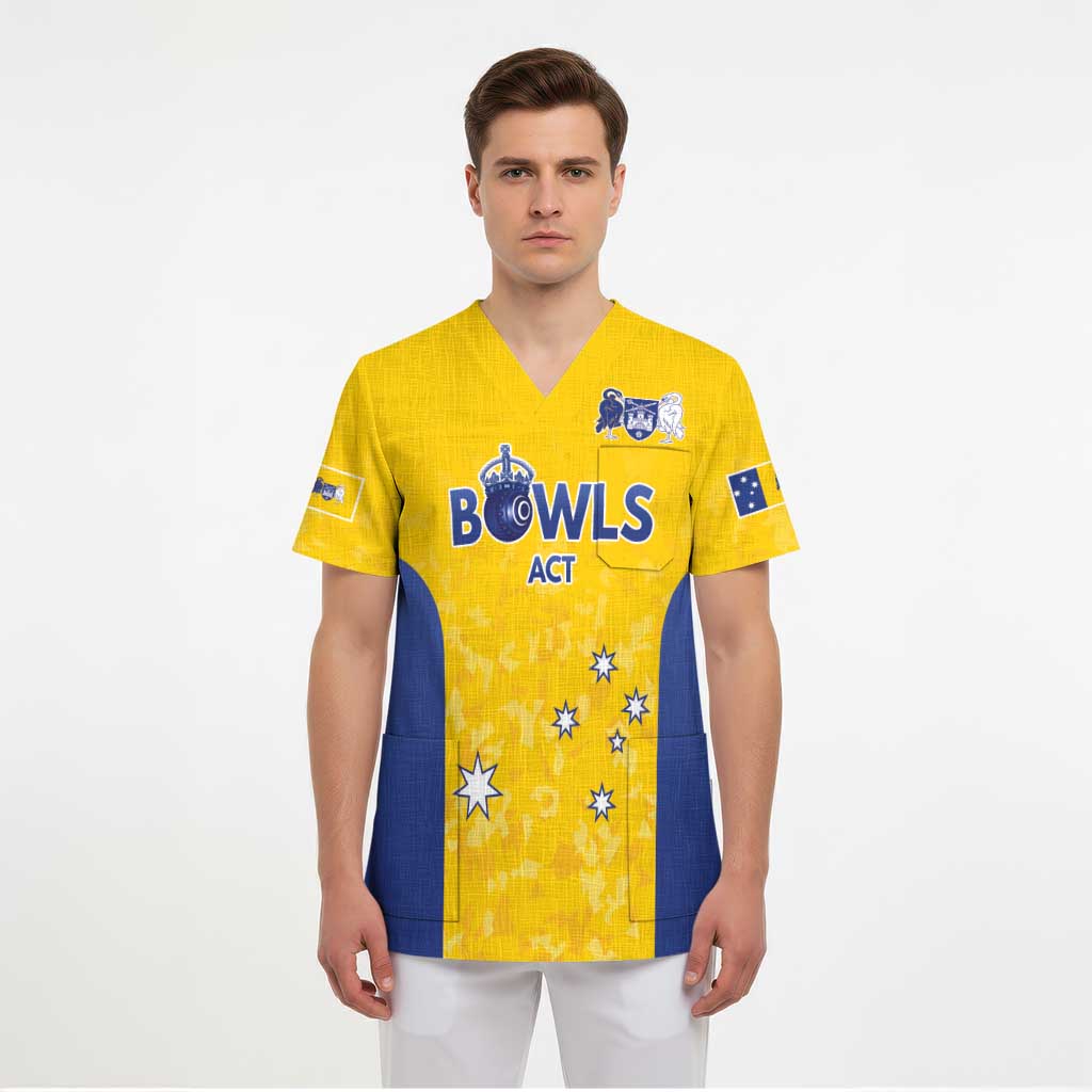 Australian ACT Lawn Bowls Custom Scrub Top Aussie Minimalist Style - Aussie Hoodie