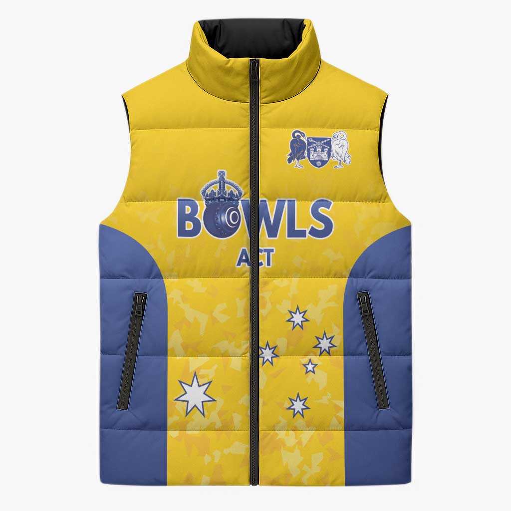 Australian ACT Lawn Bowls Custom Sleeveless Puffer Jacket Aussie Minimalist Style - Aussie Hoodie