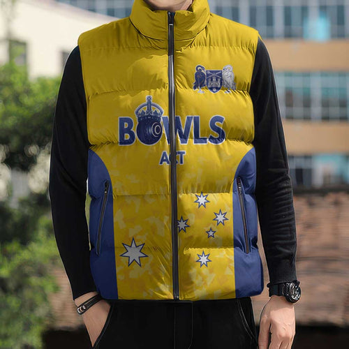 Australian ACT Lawn Bowls Custom Sleeveless Puffer Jacket Aussie Minimalist Style - Aussie Hoodie