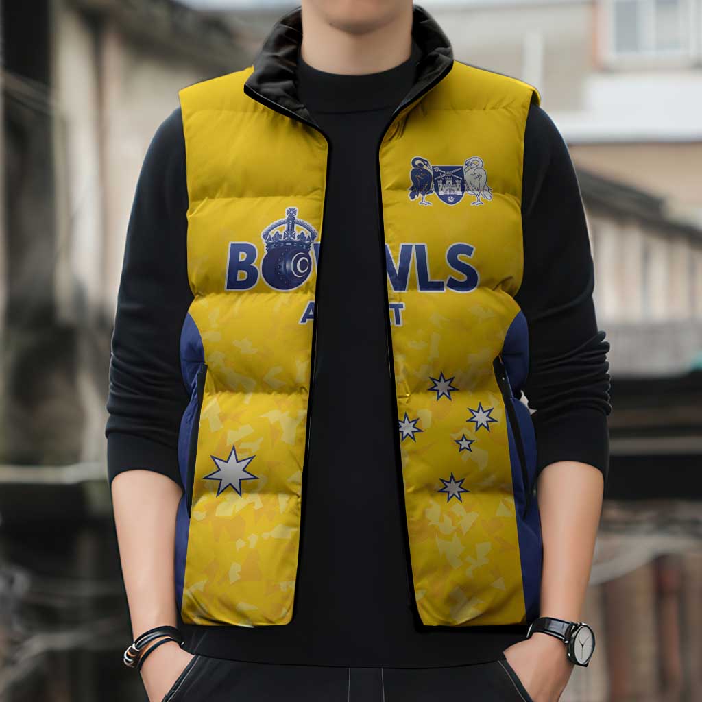 Australian ACT Lawn Bowls Custom Sleeveless Puffer Jacket Aussie Minimalist Style - Aussie Hoodie