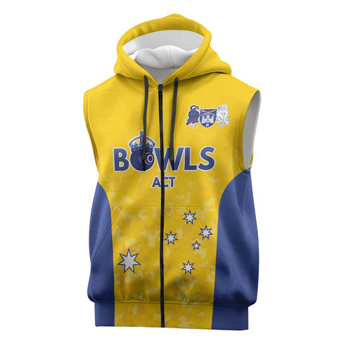 Australian ACT Lawn Bowls Custom Sleeveless Zip Hoodie Aussie Minimalist Style LT9