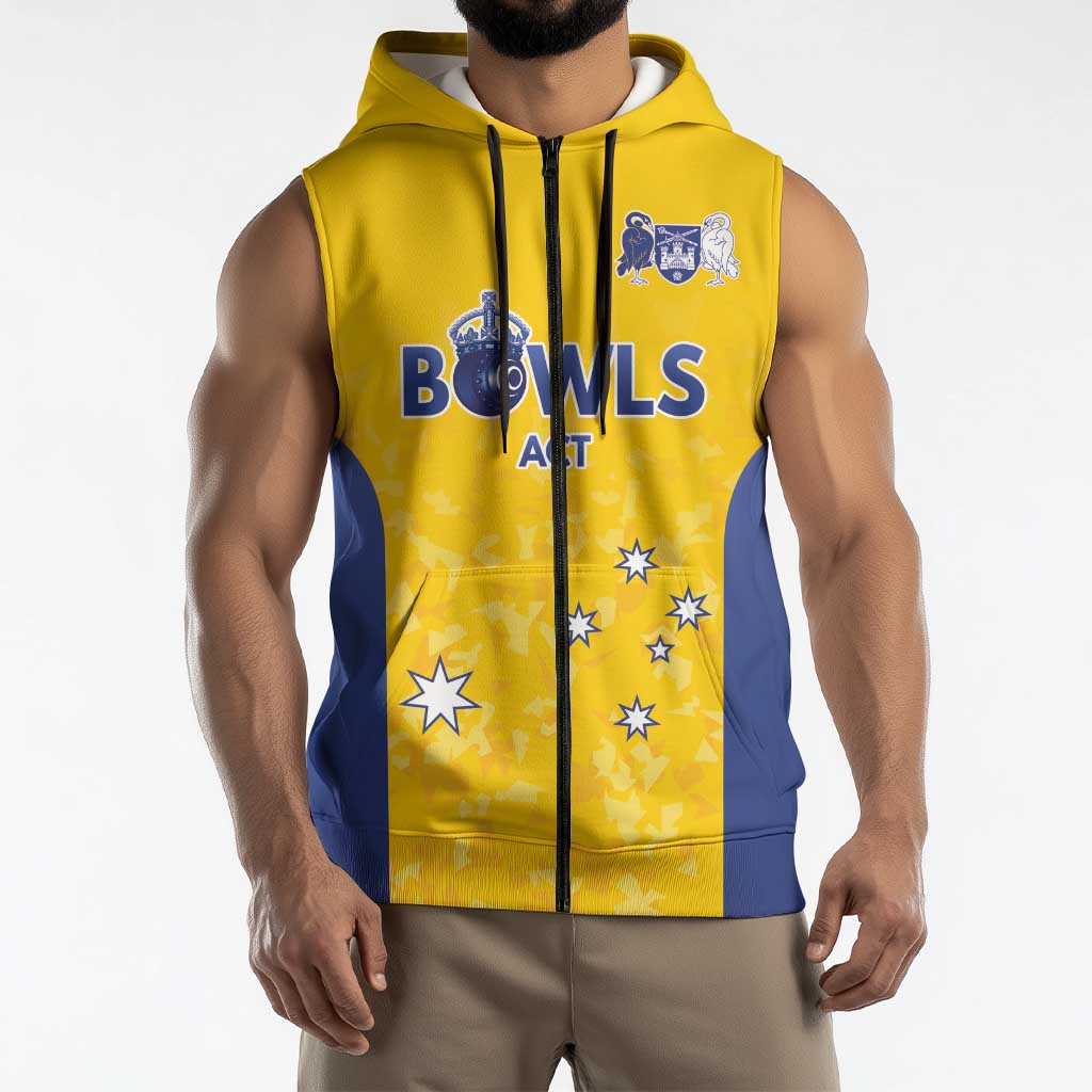 Australian ACT Lawn Bowls Custom Sleeveless Zip Hoodie Aussie Minimalist Style LT9