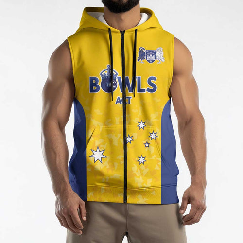 Australian ACT Lawn Bowls Custom Sleeveless Zip Hoodie Aussie Minimalist Style LT9
