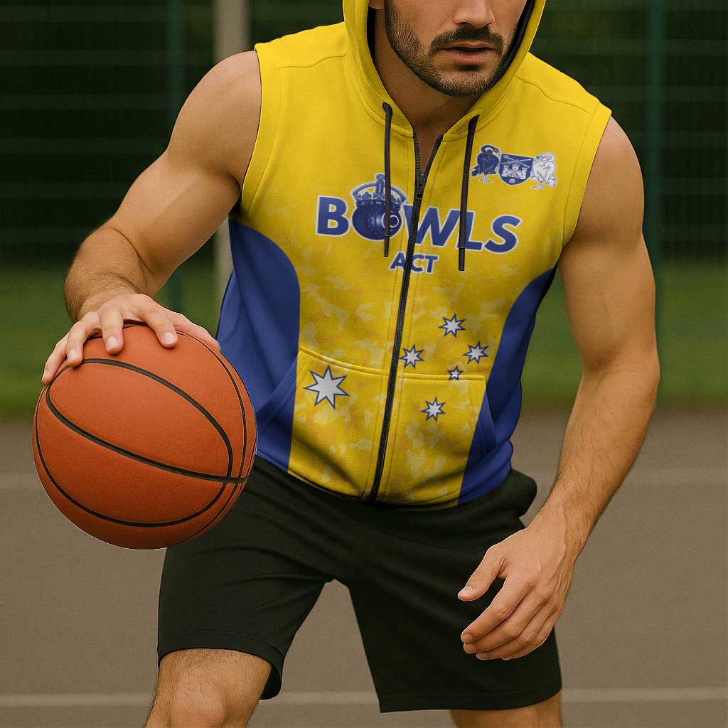 Australian ACT Lawn Bowls Custom Sleeveless Zip Hoodie Aussie Minimalist Style LT9