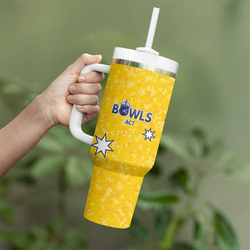 Australian ACT Lawn Bowls Custom Tumbler With Handle Aussie Minimalist Style - Aussie Hoodie
