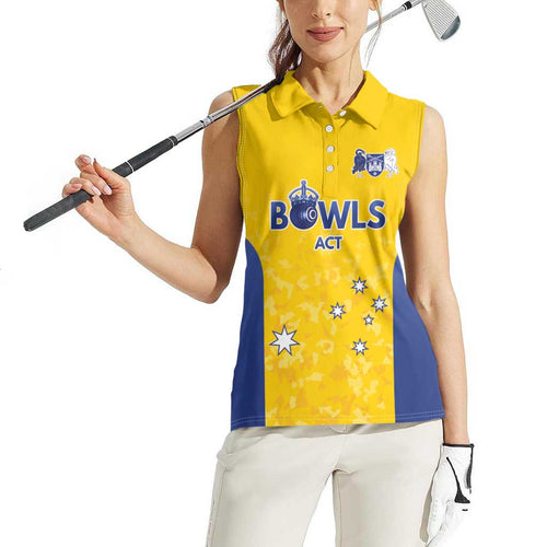 Australian ACT Lawn Bowls Custom Women Sleeveless Polo Shirt Aussie Minimalist Style - Aussie Hoodie