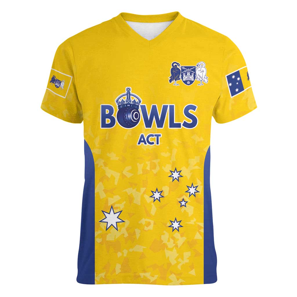 Australian ACT Lawn Bowls Custom Women V-Neck T-Shirt Aussie Minimalist Style - Aussie Hoodie