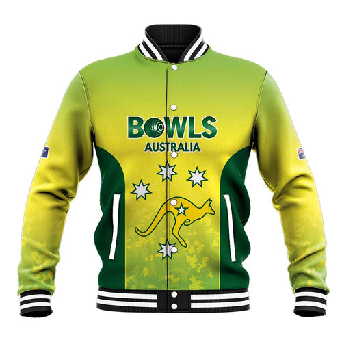 Australian Kangaroo Lawn Bowls Custom Baseball Jacket Aussie Minimalist Style - Aussie Hoodie