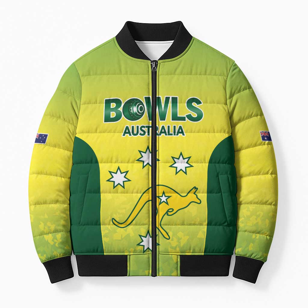 Australian Kangaroo Lawn Bowls Custom Bomber Puffer Jacket Aussie Minimalist Style - Aussie Hoodie