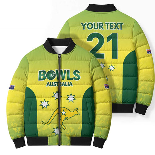 Australian Kangaroo Lawn Bowls Custom Bomber Puffer Jacket Aussie Minimalist Style - Aussie Hoodie