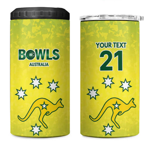 Australian Kangaroo Lawn Bowls Custom 4 in 1 Can Cooler Tumbler Aussie Minimalist Style - Aussie Hoodie