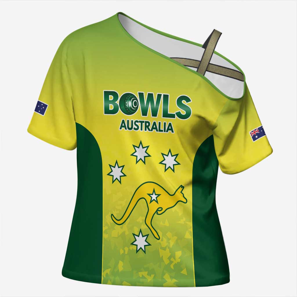 Australian Kangaroo Lawn Bowls Custom Cross Shoulder Shirt Aussie Minimalist Style - Aussie Hoodie