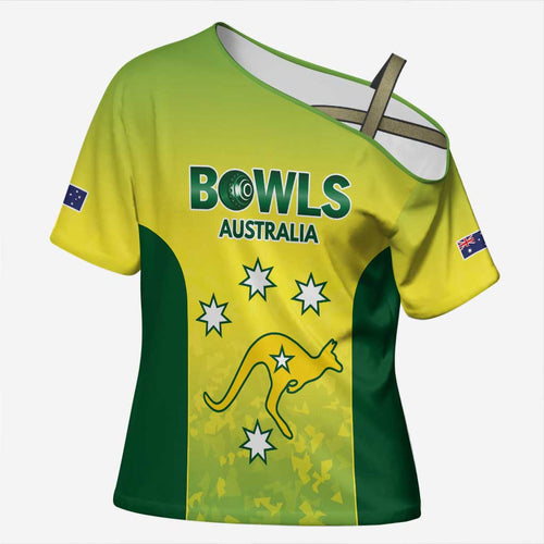Australian Kangaroo Lawn Bowls Custom Cross Shoulder Shirt Aussie Minimalist Style - Aussie Hoodie