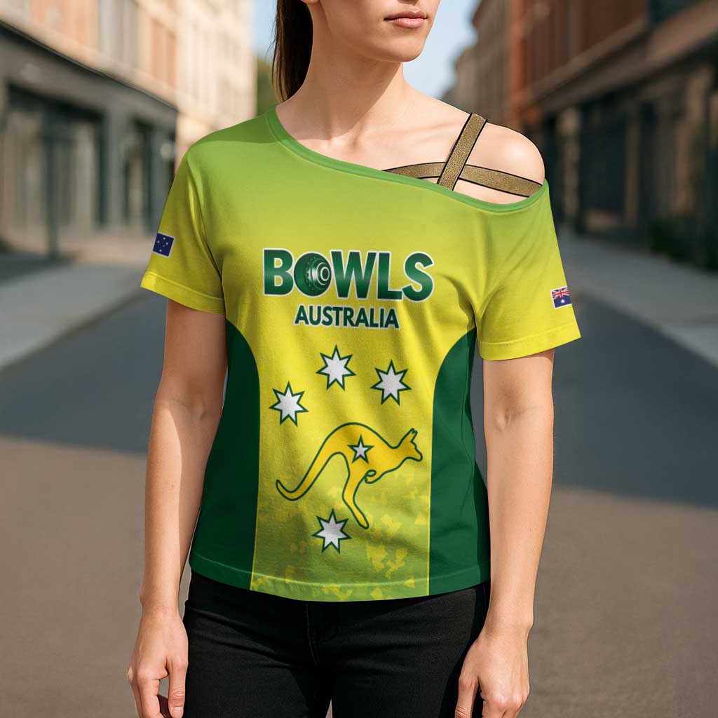 Australian Kangaroo Lawn Bowls Custom Cross Shoulder Shirt Aussie Minimalist Style - Aussie Hoodie