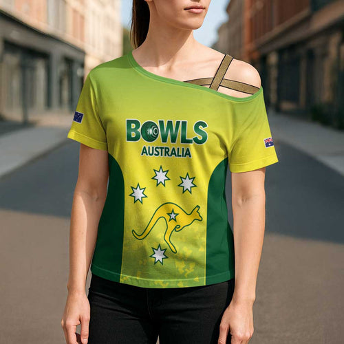 Australian Kangaroo Lawn Bowls Custom Cross Shoulder Shirt Aussie Minimalist Style - Aussie Hoodie