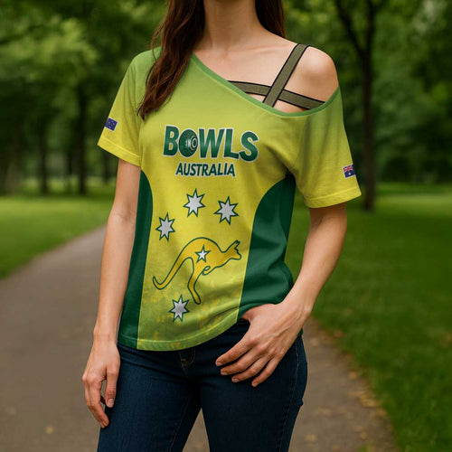 Australian Kangaroo Lawn Bowls Custom Cross Shoulder Shirt Aussie Minimalist Style - Aussie Hoodie