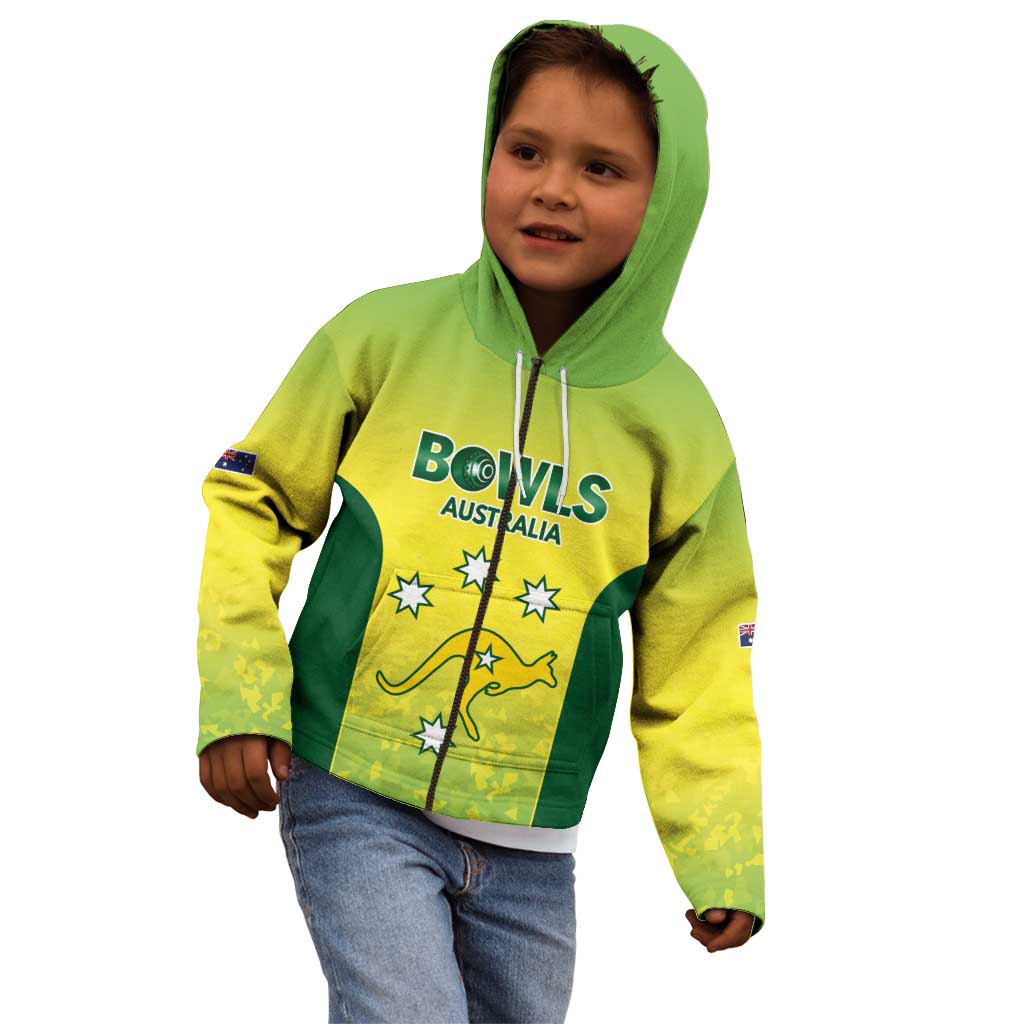 Australian Kangaroo Lawn Bowls Custom Kid Hoodie Aussie Minimalist Style - Aussie Hoodie