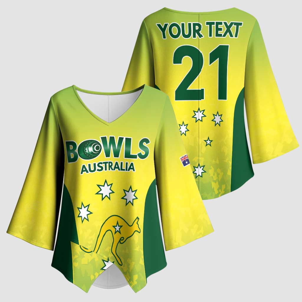 Australian Kangaroo Lawn Bowls Custom Kimono Sleeve Blouse Aussie Minimalist Style - Aussie Hoodie
