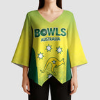 Australian Kangaroo Lawn Bowls Custom Kimono Sleeve Blouse Aussie Minimalist Style - Aussie Hoodie