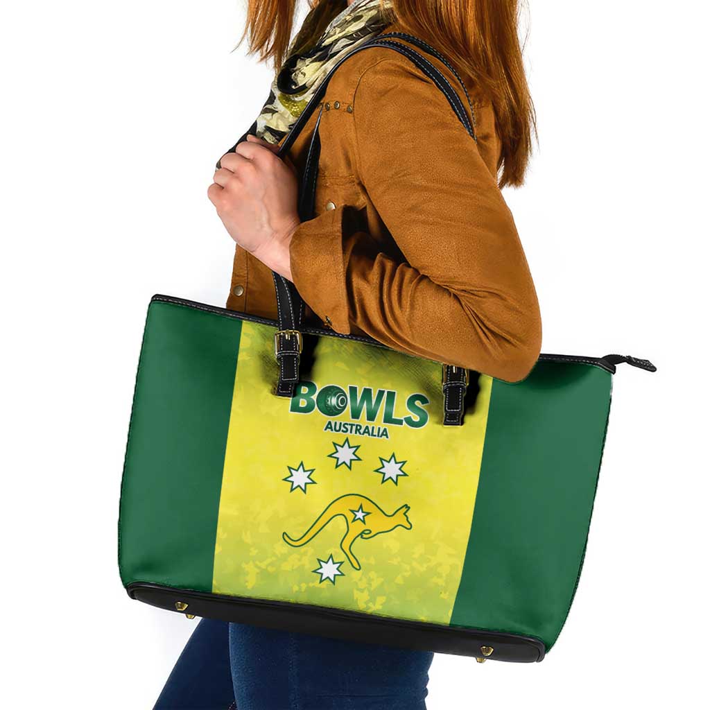 Australian Kangaroo Lawn Bowls Leather Tote Bag Aussie Minimalist Style - Aussie Hoodie