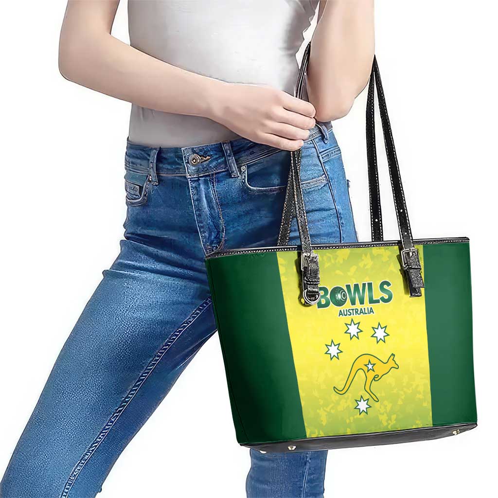Australian Kangaroo Lawn Bowls Leather Tote Bag Aussie Minimalist Style - Aussie Hoodie