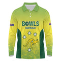 Australian Kangaroo Lawn Bowls Custom Long Sleeve Polo Shirt Aussie Minimalist Style - Aussie Hoodie