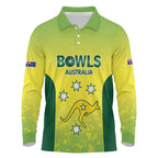 Australian Kangaroo Lawn Bowls Custom Long Sleeve Polo Shirt Aussie Minimalist Style - Aussie Hoodie