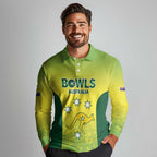 Australian Kangaroo Lawn Bowls Custom Long Sleeve Polo Shirt Aussie Minimalist Style - Aussie Hoodie