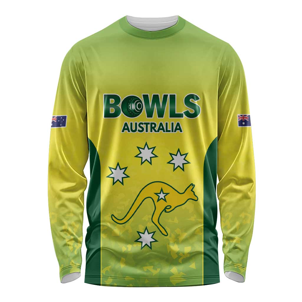 Australian Kangaroo Lawn Bowls Custom Long Sleeve Shirt Aussie Minimalist Style - Aussie Hoodie