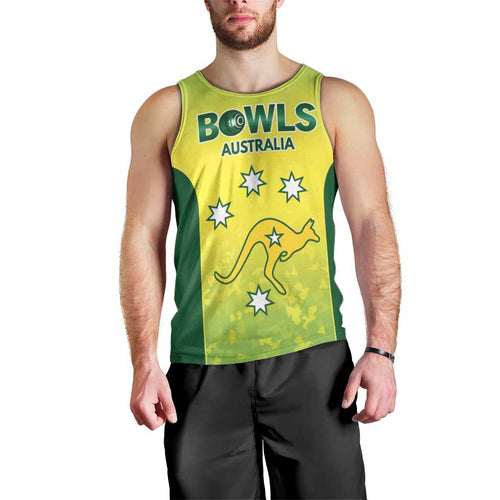 Australian Kangaroo Lawn Bowls Custom Men Tank Top Aussie Minimalist Style - Aussie Hoodie