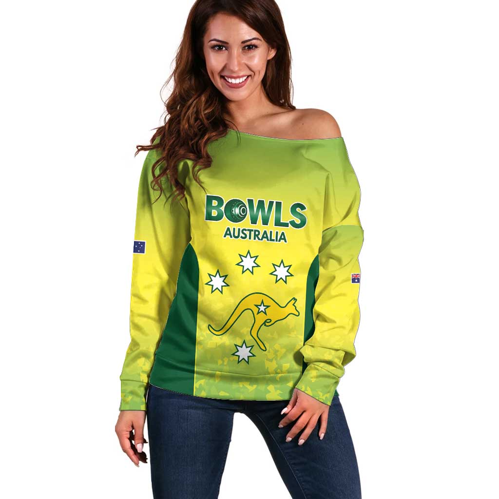 Australian Kangaroo Lawn Bowls Custom Off Shoulder Sweater Aussie Minimalist Style - Aussie Hoodie