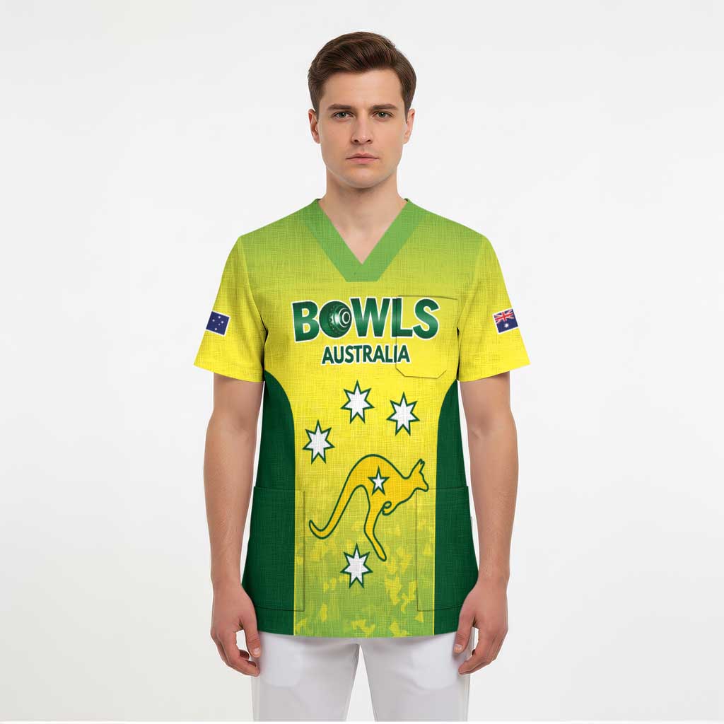 Australian Kangaroo Lawn Bowls Custom Scrub Top Aussie Minimalist Style - Aussie Hoodie