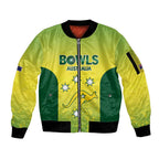 Australian Kangaroo Lawn Bowls Custom Sleeve Zip Bomber Jacket Aussie Minimalist Style - Aussie Hoodie