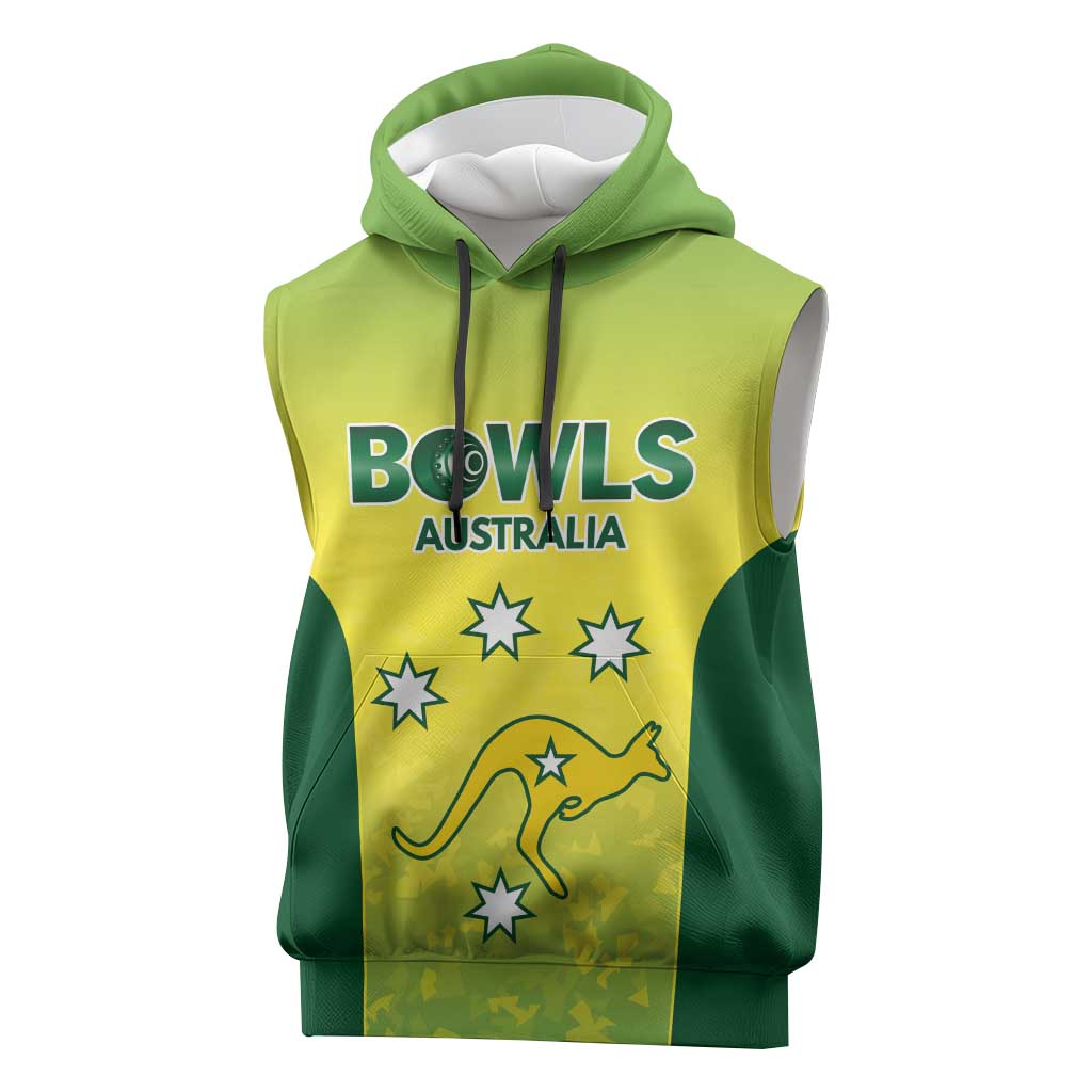 Australian Kangaroo Lawn Bowls Custom Sleeveless Hoodie Aussie Minimalist Style - Aussie Hoodie