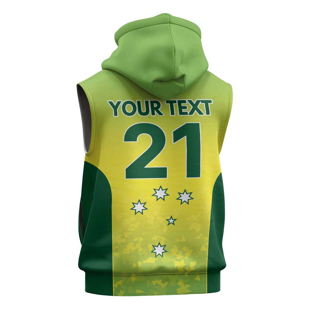 Australian Kangaroo Lawn Bowls Custom Sleeveless Zip Hoodie Aussie Minimalist Style LT9