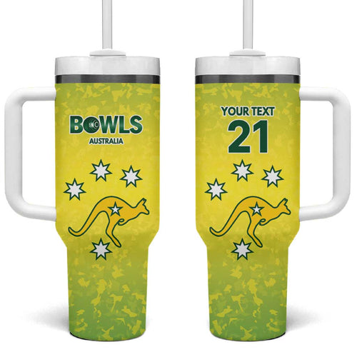 Australian Kangaroo Lawn Bowls Custom Tumbler With Handle Aussie Minimalist Style - Aussie Hoodie