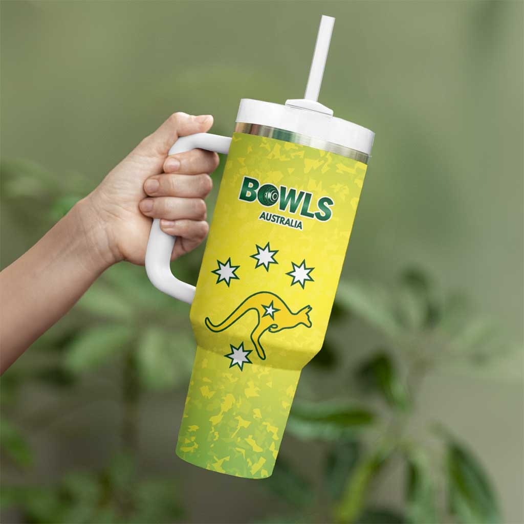 Australian Kangaroo Lawn Bowls Custom Tumbler With Handle Aussie Minimalist Style - Aussie Hoodie