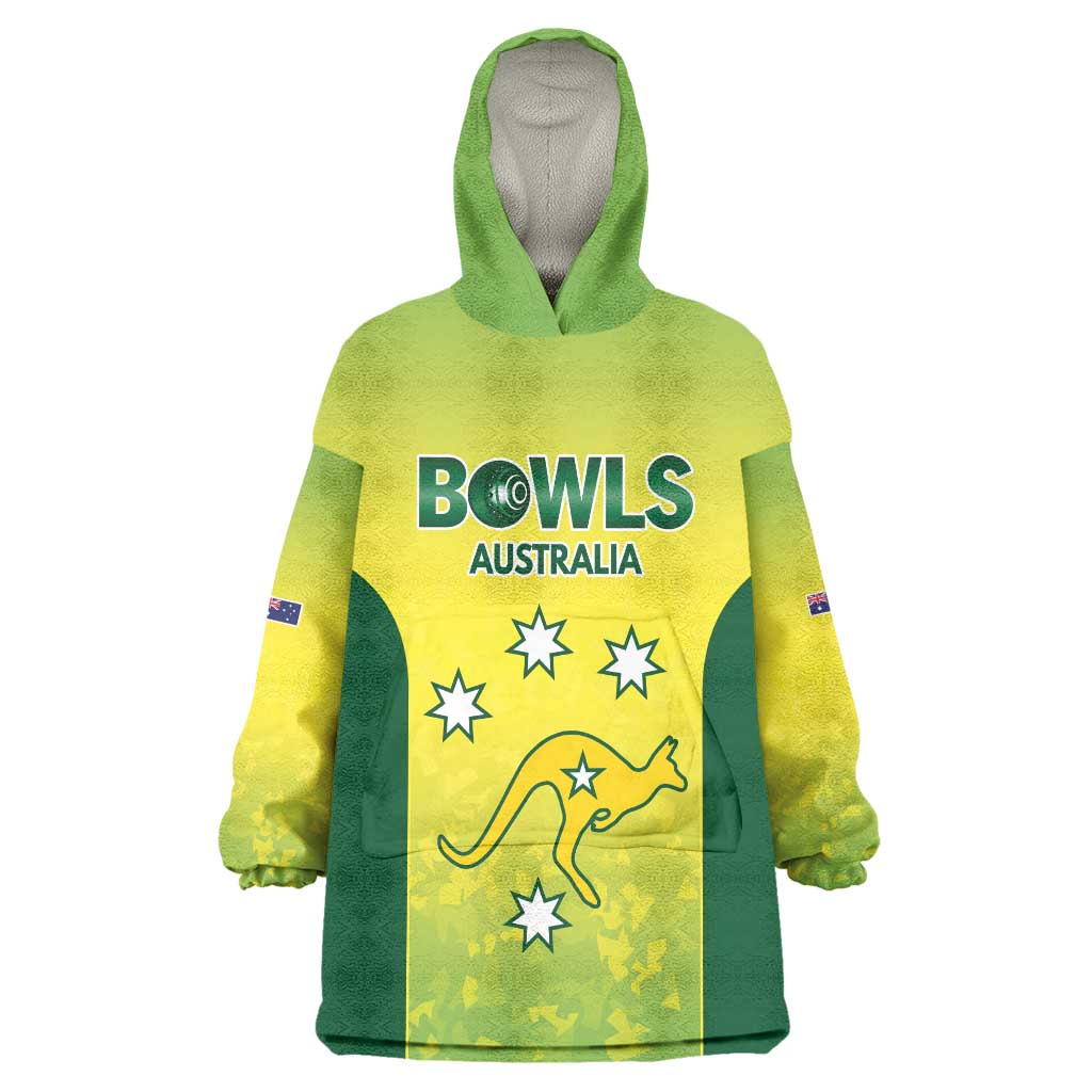 Australian Kangaroo Lawn Bowls Custom Wearable Blanket Hoodie Aussie Minimalist Style - Aussie Hoodie