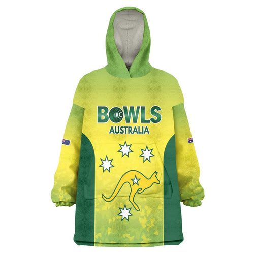 Australian Kangaroo Lawn Bowls Custom Wearable Blanket Hoodie Aussie Minimalist Style - Aussie Hoodie