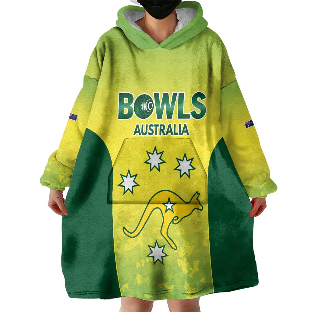 Australian Kangaroo Lawn Bowls Custom Wearable Blanket Hoodie Aussie Minimalist Style - Aussie Hoodie
