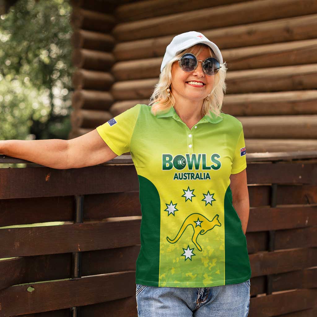 Australian Kangaroo Lawn Bowls Custom Women Polo Shirt Aussie Minimalist Style - Aussie Hoodie