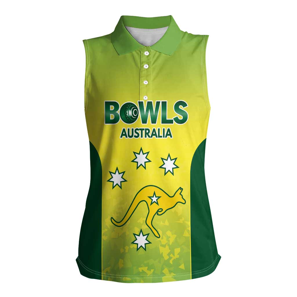 Australian Kangaroo Lawn Bowls Custom Women Sleeveless Polo Shirt Aussie Minimalist Style - Aussie Hoodie