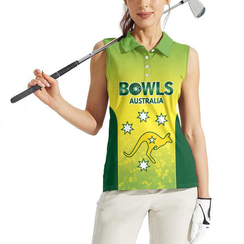 Australian Kangaroo Lawn Bowls Custom Women Sleeveless Polo Shirt Aussie Minimalist Style - Aussie Hoodie
