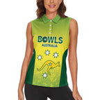 Australian Kangaroo Lawn Bowls Custom Women Sleeveless Polo Shirt Aussie Minimalist Style - Aussie Hoodie