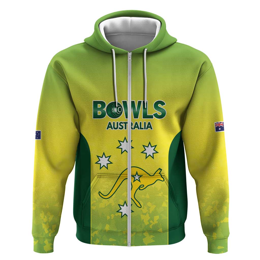 Australian Kangaroo Lawn Bowls Custom Zip Hoodie Aussie Minimalist Style - Aussie Hoodie
