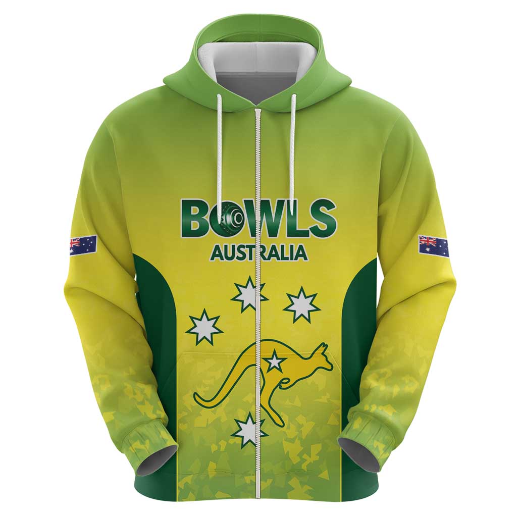 Australian Kangaroo Lawn Bowls Custom Zip Hoodie Aussie Minimalist Style - Aussie Hoodie